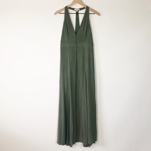 Re:Named | Moss Green T Back Button Front Maxi Drs - Picture 6 of 15